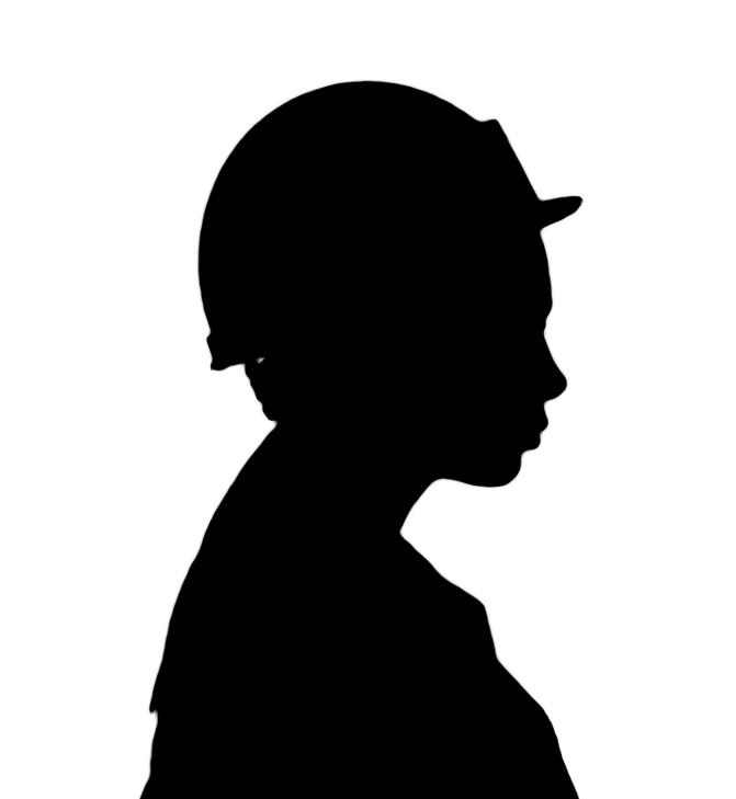 Profile of a woman with a hard helmet